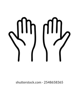 Open Hands Line Drawing - Symbol of Openness and Receiving