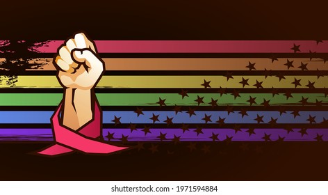 open hands rainbow color concept