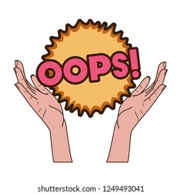 open hands receiving comic words in speech bubble
