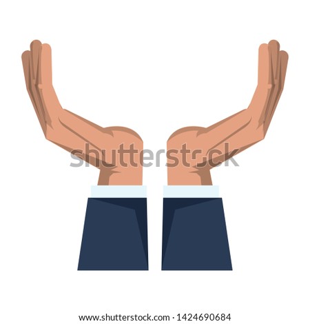 Open hands recieving with suit isolated vector illustration graphic design
