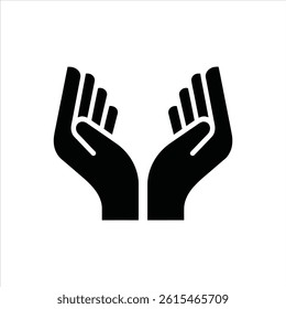 Open Hands Silhouette Icon – Vector Symbol of Care and Protection