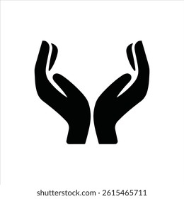 Open Hands Silhouette Icon – Vector Symbol of Care and Protection
