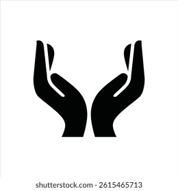 Open Hands Silhouette Icon – Vector Symbol of Care and Protection