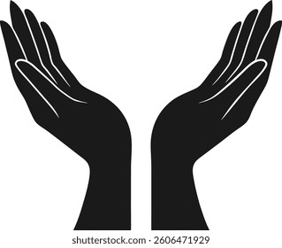 open hands silhouette on white background 