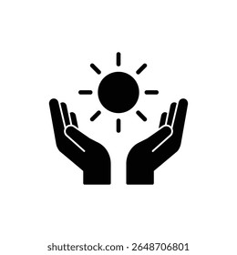 Open Hands with Sun Above for Positive Energy and Wellness