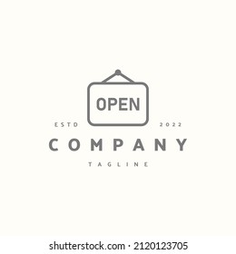 Open hanger sign premium icon sign symbol. Hipster vintage logo design vector illustration