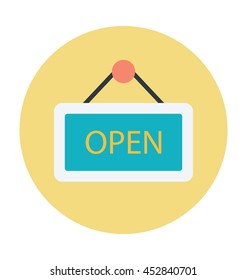 Open Hanging Sign Colored Vector