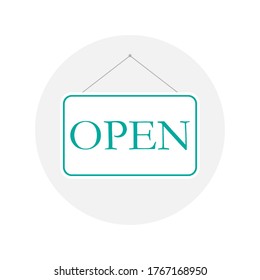 open hanging sign on white. A business sign that says 'Come In, We're Open'.Vector eps10