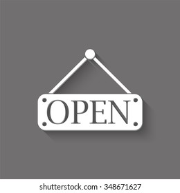 open hanging sign vector icon with shadow