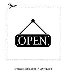 open hanging sign vector icon