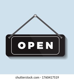 Open hanging sign vector illustration 