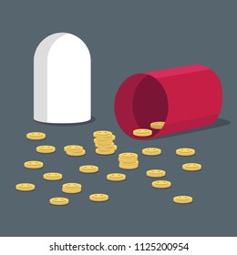 Open Happy pill vector illustration. Medicine, doctor, disease, addiction design concept