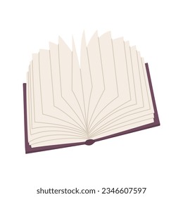 An open hardcover book. A symbol of learning, education. Literature, reading. Flat cartoon vector illustration isolated on a white background