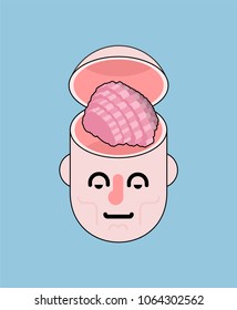 Open head and Brain isolated. Vector illustration