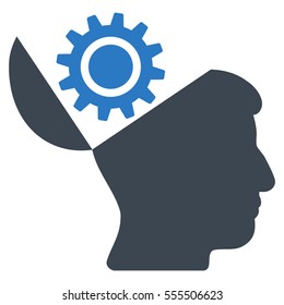 Open Head Gear vector icon. Style is flat graphic bicolor symbol, smooth blue colors, white background.