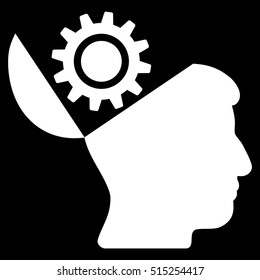 Open Head Gear vector pictogram. Style is flat graphic symbol, white color, black background.