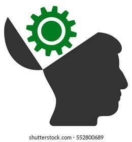 Open Head Gear vector pictogram. Style is flat graphic bicolor symbol, green and gray colors, white background.