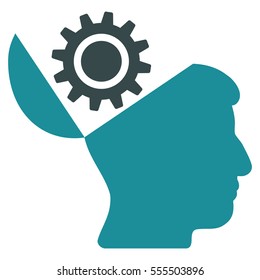 Open Head Gear vector pictogram. Style is flat graphic bicolor symbol, soft blue colors, white background.