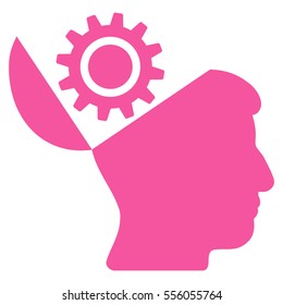 Open Head Gear vector pictogram. Style is flat graphic symbol, pink color, white background.