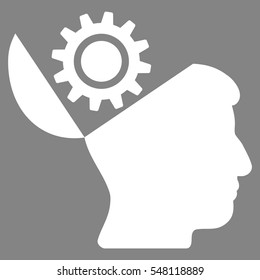 Open Head Gear vector pictograph. Style is flat graphic symbol, white color, gray background.