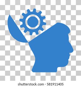 Open Head Gear vector pictograph. Illustration style is a flat iconic cobalt symbol on a transparent background.