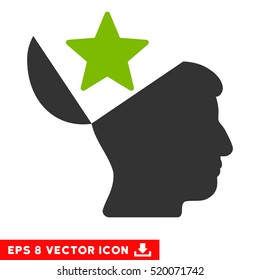 Open Head Star EPS vector pictogram. Illustration style is flat iconic bicolor eco green and gray symbol on white background.