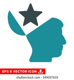 Open Head Star EPS vector pictograph. Illustration style is flat iconic bicolor soft blue symbol on white background.