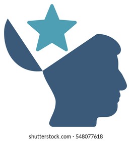 Open Head Star vector icon. Style is flat graphic bicolor symbol, cyan and blue colors, white background.