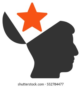 Open Head Star vector pictogram. Style is flat graphic bicolor symbol, orange and gray colors, white background.