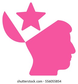 Open Head Star vector pictogram. Style is flat graphic symbol, pink color, white background.
