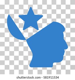 Open Head Star vector pictogram. Illustration style is a flat iconic cobalt symbol on a transparent background.