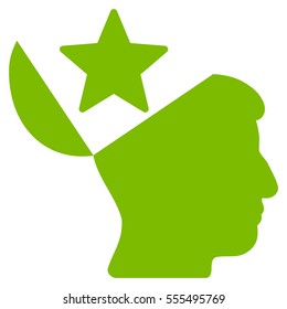 Open Head Star vector pictograph. Style is flat graphic symbol, eco green color, white background.