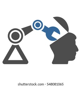 Open Head Surgery Manipulator vector pictogram. Style is flat graphic bicolor symbol, cobalt and gray colors, white background.