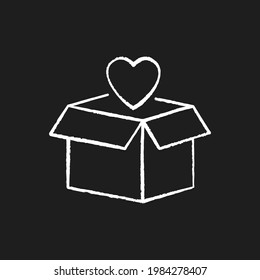 Open Heart box chalk icon. Vector isolated black illustration.