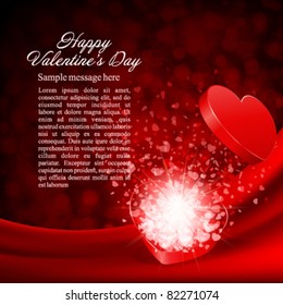 Open heart gift and flow hearts vector background eps 10