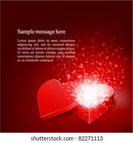 Open heart gift and flow hearts vector background eps 10