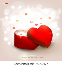 Open heart gift present. Vector illustration