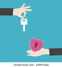 Open heart with key of love