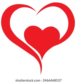 open heart love icon and logo red colour