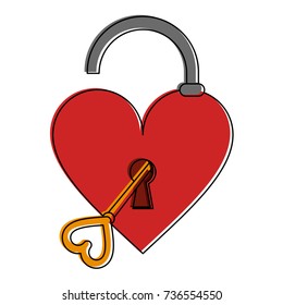open heart shape safety lock with key valentines day related ico