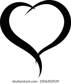 Open heart silhouette - Black heart