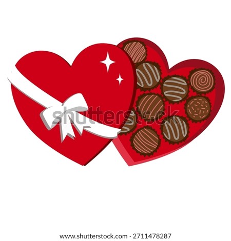 Open Heart-Shaped Box of Valentine Chocolates with White Bow