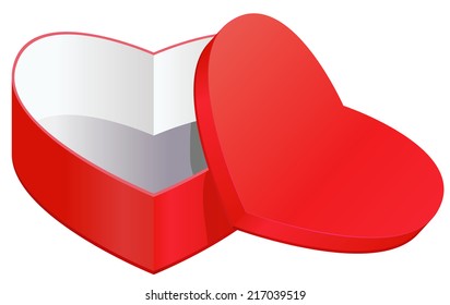 Open heart-shaped gift box vector