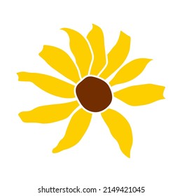 Open heliopsis blossom vector color illustration isolated on white background. Vector sketch style top view hand drawing of wild, heliopsis, false sunflower.