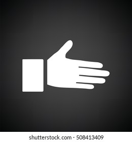 Open hend icon. Black background with white. Vector illustration.