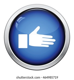 Open hend icon. Glossy button design. Vector illustration.