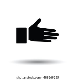 Open hend icon. White background with shadow design. Vector illustration.