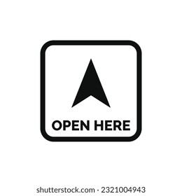 Open here packaging mark icon symbol vector