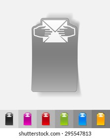open here paper sticker with shadow. Vector illustration
