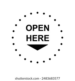 open here sign label icon vector